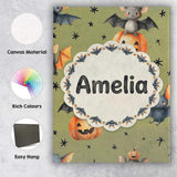 Personalised Name Cute Halloween Bat Custom Premium Decorative Design Modern Room Accent Canvas Wall Art Print Decor Picture Ready to Hang