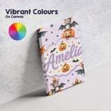 Personalised Name Cute Halloween Bat Custom Premium Decorative Design Modern Room Accent Canvas Wall Art Print Decor Picture Ready to Hang