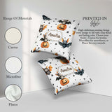 Custom Name Halloween Bat Pumpkin Star Night Seamless Light Grey Square Filled Cushion Throw Pillow Sofa Bed Home Decor Zip Washable UK Made