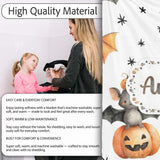 Cute Halloween Bat Pumpkin Star Night Seamless Pattern Light Grey  Personalised Custom Name Super Soft Fleece Blanket Bed Sofa Throw