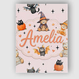 Personalised Name Cute Halloween Teddy Bear Custom  Bespoke Interior Contemporary Canvas Wall Art Print Decor Picture Ready to Hang