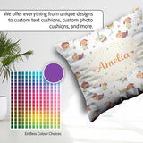 Custom Name Cute Cartoon Dogs Playful Pet Seamless Pattern for Square Filled Cushion Throw Pillow Sofa Bed Home Decor Zip Washable UK Made