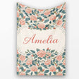 Dark Background Coral Rose Floral Seamless Pattern Cute Unique Gift  Personalised Custom Name Super Soft Fleece Blanket Bed Sofa Throw