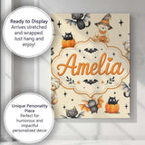 Personalised Name Halloween Teddy Bear Custom  Modern Room Accent Elegant Feature Canvas Wall Art Print Decor Picture Ready to Hang
