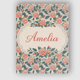 Personalised Name Dark Background Coral Rose Floral Seamless Pattern Custom  Home Canvas Wall Art Print Decor Picture Ready to Hang