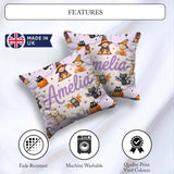 Custom Name Halloween Teddy Bear Witch Cat Pumpkin Seamless Soft Square Filled Cushion Throw Pillow Sofa Bed Home Decor Zip Washable UK Made