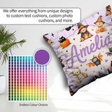 Custom Name Halloween Teddy Bear Witch Cat Pumpkin Seamless Soft Square Filled Cushion Throw Pillow Sofa Bed Home Decor Zip Washable UK Made