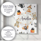Personalised Name Halloween Teddy Bear Custom  Modern Room Accent Elegant Feature Canvas Wall Art Print Decor Picture Ready to Hang