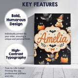 Personalised Name Halloween Teddy Bear Custom  Modern Room Accent Elegant Feature Canvas Wall Art Print Decor Picture Ready to Hang