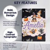 Personalised Name Halloween Teddy Bear Custom  Modern Room Accent Elegant Feature Canvas Wall Art Print Decor Picture Ready to Hang