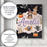 Personalised Name Halloween Teddy Bear Custom  Modern Room Accent Elegant Feature Canvas Wall Art Print Decor Picture Ready to Hang