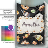 Halloween Donuts Cupcakes Candy Bat Ghost Seamless Pattern White  Personalised Custom Name Super Soft Fleece Blanket Bed Sofa Throw