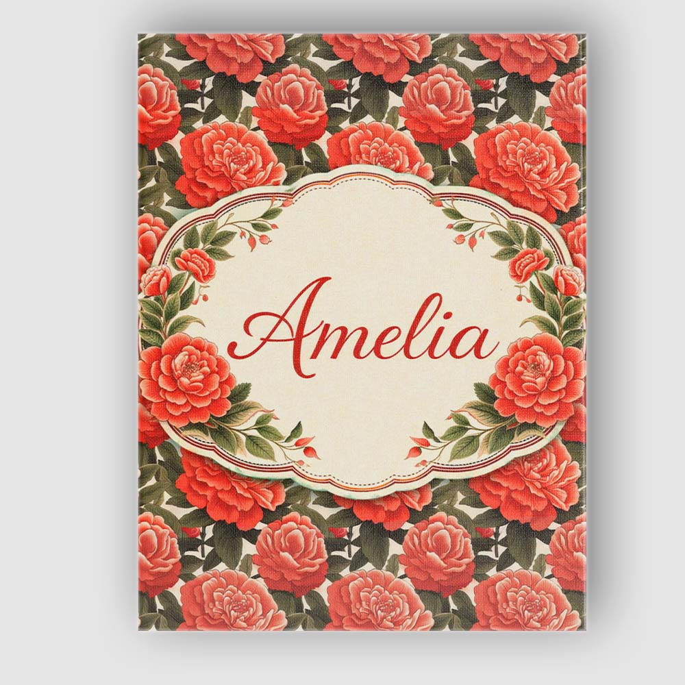 Personalised Name Blush Pink Peony Floral Seamless Pattern Perfect Custom  Unique Canvas Wall Art Print Decor Picture Ready to Hang