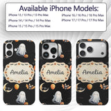 Halloween Vampire Ghost Bat Pumpkin Character Custom Name Protective Phone Case Mobile Cover Durable Everyday Smartphone Shock Resistant