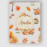 Personalised Name Cute Autumn Fox Leaves Custom  Unique Gift Idea Elegant Feature Canvas Wall Art Print Decor Picture Ready to Hang