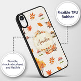 Cute Autumn Fox Leaves Mushrooms Forest Seamless Custom Name Protective Phone Case Mobile Cover Durable Everyday Smartphone Shock Resistant