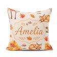 Custom Name Sleeping Fox Autumn Leaves Mushrooms Forest Seamless Square Filled Cushion Throw Pillow Sofa Bed Home Decor Zip Washable UK Made