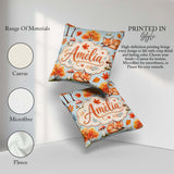Custom Name Sleeping Fox Autumn Leaves Mushrooms Forest Seamless Square Filled Cushion Throw Pillow Sofa Bed Home Decor Zip Washable UK Made