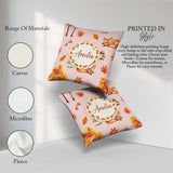 Custom Name Sleeping Fox Autumn Leaves Mushrooms Forest Seamless Square Filled Cushion Throw Pillow Sofa Bed Home Decor Zip Washable UK Made
