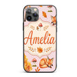 Sleeping Fox Autumn Leaves Decorative Design Custom Name Protective Phone Case Mobile Cover Durable Everyday Smartphone Shock Resistant