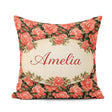 Custom Name Soft Coral Peony Floral Seamless Pattern Everyday Square Filled Cushion Throw Pillow Sofa Bed Home Decor Zip Washable UK Made