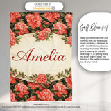 Soft Coral Peony Floral Seamless Pattern Stylish Everyday  Lovely  Personalised Custom Name Super Soft Fleece Blanket Bed Sofa Throw