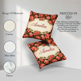 Custom Name Soft Coral Peony Floral Seamless Pattern Everyday Square Filled Cushion Throw Pillow Sofa Bed Home Decor Zip Washable UK Made
