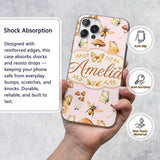 Vintage Butterflies Bees Mushrooms Printed Design Custom Name Protective Phone Case Mobile Cover Durable Everyday Smartphone Shock Resistant