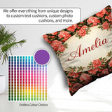 Custom Name Soft Coral Peony Floral Seamless Pattern Everyday Square Filled Cushion Throw Pillow Sofa Bed Home Decor Zip Washable UK Made