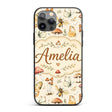 Vintage Butterflies Bees Mushrooms Printed Design Custom Name Protective Phone Case Mobile Cover Durable Everyday Smartphone Shock Resistant