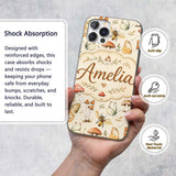 Vintage Butterflies Bees Mushrooms Printed Design Custom Name Protective Phone Case Mobile Cover Durable Everyday Smartphone Shock Resistant