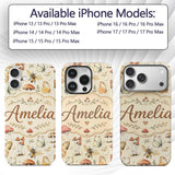 Vintage Butterflies Bees Mushrooms Printed Design Custom Name Protective Phone Case Mobile Cover Durable Everyday Smartphone Shock Resistant