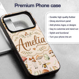 Vintage Butterflies Bees Mushrooms Printed Design Custom Name Protective Phone Case Mobile Cover Durable Everyday Smartphone Shock Resistant