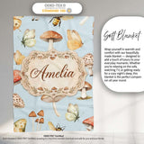 Vintage Butterflies Bees Mushrooms Nature Seamless Pattern Soft  Personalised Custom Name Super Soft Fleece Blanket Bed Sofa Throw