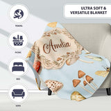 Vintage Butterflies Bees Mushrooms Nature Seamless Pattern Soft  Personalised Custom Name Super Soft Fleece Blanket Bed Sofa Throw
