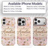 Vintage Butterflies Bees Mushrooms Printed Design Custom Name Protective Phone Case Mobile Cover Durable Everyday Smartphone Shock Resistant