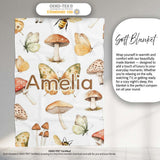 Vintage Butterflies Bees Mushrooms Nature Seamless Pattern Light  Personalised Custom Name Super Soft Fleece Blanket Bed Sofa Throw