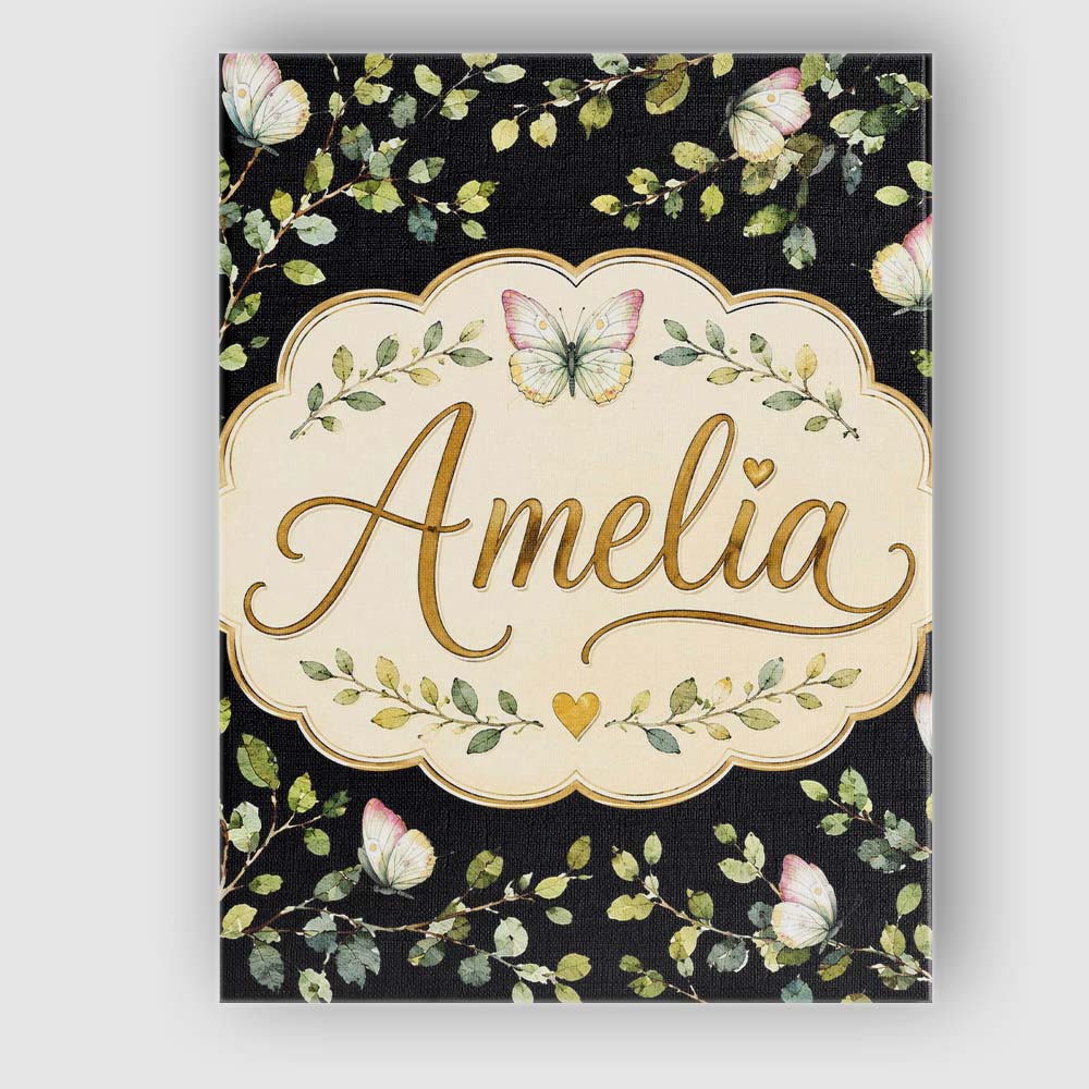 Personalised Name Watercolor Butterflies Custom  Unique Gift Idea Elegant Feature Canvas Wall Art Print Decor Picture Ready to Hang