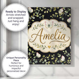 Personalised Name Watercolor Butterflies Custom  Unique Gift Idea Elegant Feature Canvas Wall Art Print Decor Picture Ready to Hang