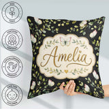 Custom Name Watercolor Butterflies Green Leaves Branches Pattern Square Filled Cushion Throw Pillow Sofa Bed Home Decor Zip Washable UK Made