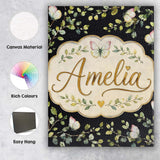 Personalised Name Watercolor Butterflies Custom  Unique Gift Idea Elegant Feature Canvas Wall Art Print Decor Picture Ready to Hang
