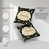 Custom Name Watercolor Butterflies Green Leaves Branches Pattern Square Filled Cushion Throw Pillow Sofa Bed Home Decor Zip Washable UK Made