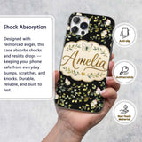 Watercolor Butterflies Green Leaves Branches Custom Name Protective Phone Case Mobile Cover Durable Everyday Smartphone Shock Resistant