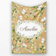 Watercolor Butterflies Green Leaves Branches Seamless Pattern Warm  Personalised Custom Name Super Soft Fleece Blanket Bed Sofa Throw