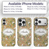 Watercolor Butterflies Green Leaves Branches Custom Name Protective Phone Case Mobile Cover Durable Everyday Smartphone Shock Resistant