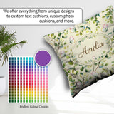 Custom Name Watercolor Butterflies Green Leaves Branches Pattern Square Filled Cushion Throw Pillow Sofa Bed Home Decor Zip Washable UK Made