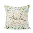 Custom Name Watercolor Butterflies Green Leaves Branches Pattern Square Filled Cushion Throw Pillow Sofa Bed Home Decor Zip Washable UK Made