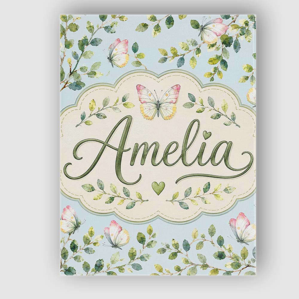 Personalised Name Watercolor Butterflies Custom  Unique Gift Idea Elegant Feature Canvas Wall Art Print Decor Picture Ready to Hang