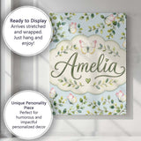 Personalised Name Watercolor Butterflies Custom  Unique Gift Idea Elegant Feature Canvas Wall Art Print Decor Picture Ready to Hang