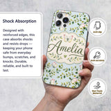 Watercolor Butterflies Green Leaves Branches Custom Name Protective Phone Case Mobile Cover Durable Everyday Smartphone Shock Resistant